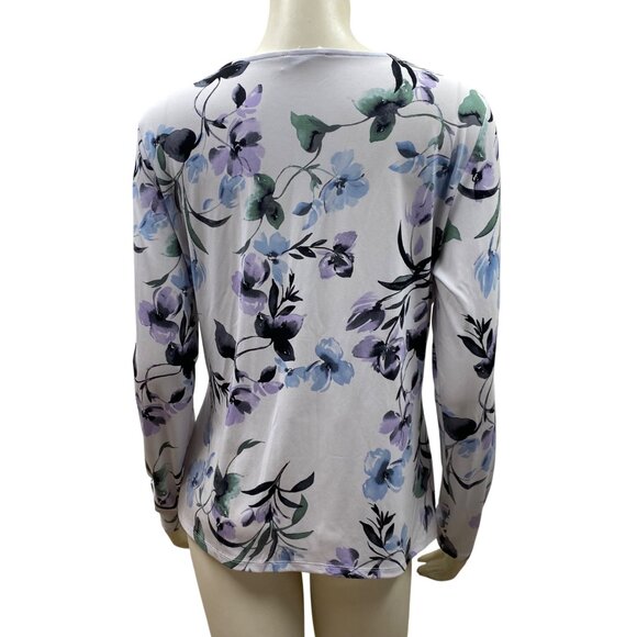 Calvin Klein Womens Floral Print Long Sleeve Top Large - Picture 4 of 5